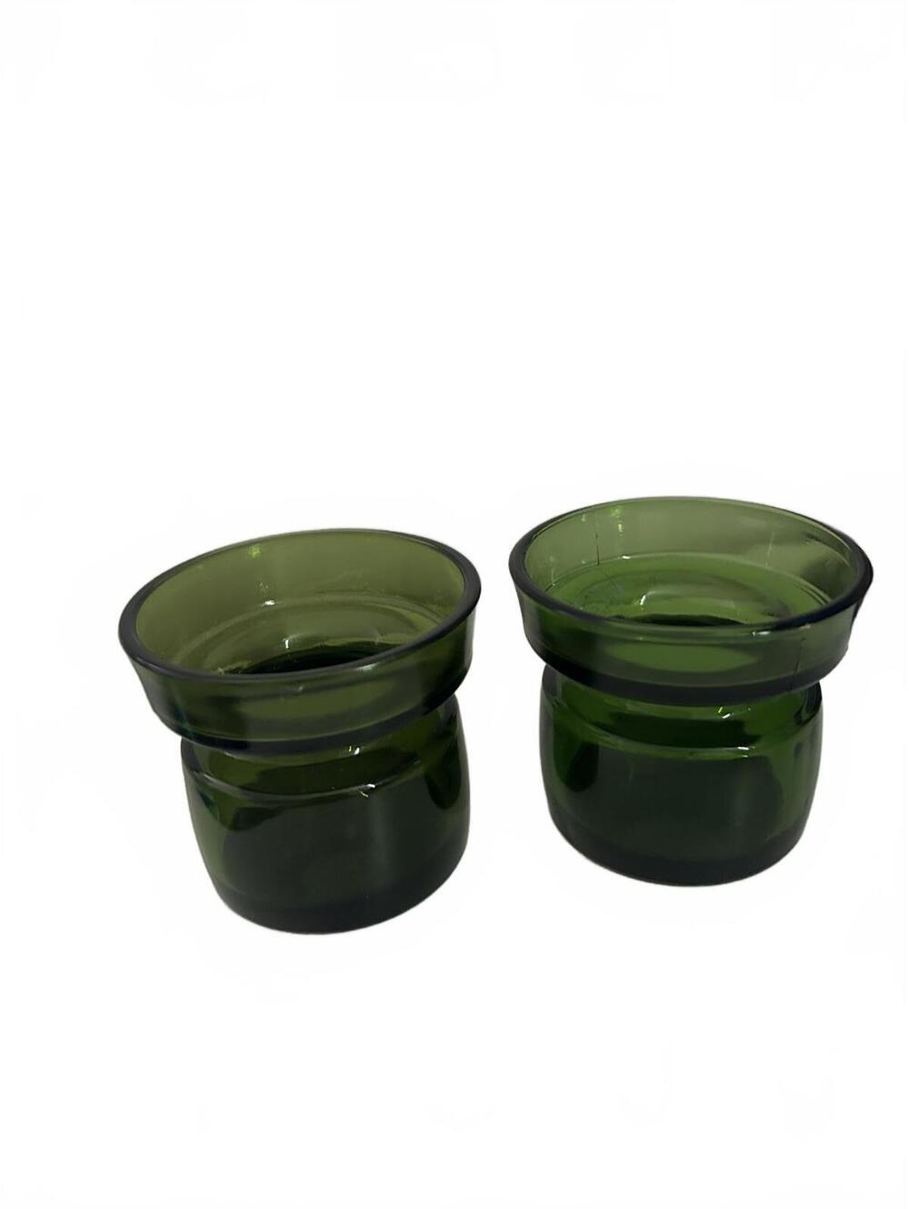 Pair of Dansk Designs Denmark Green Glass Candle Holders